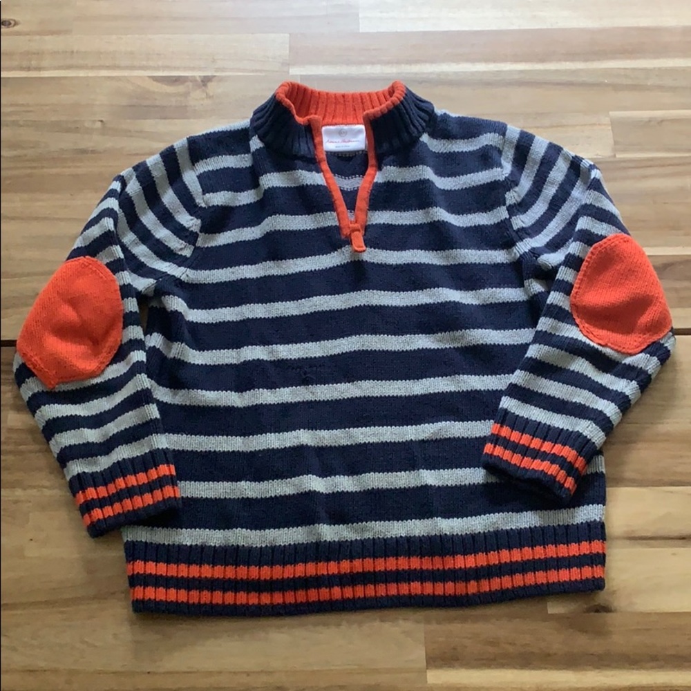 Hanna Anderson boys grey blue orange zip sweater